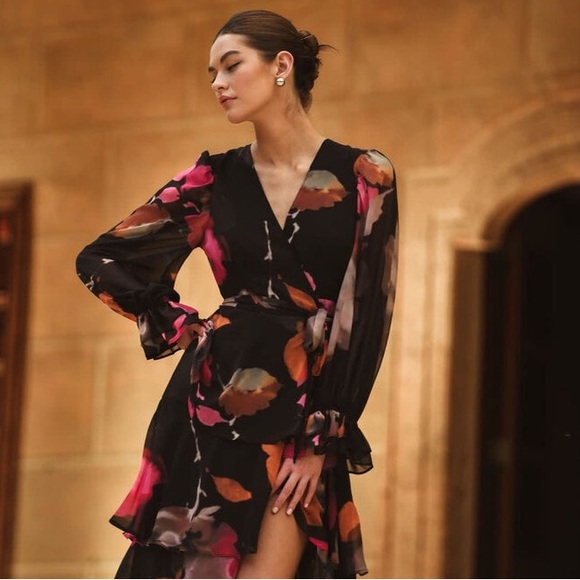 NWT Anthropologie Hutch Long Sleeve V Neck Wrap Maxi Dress - Picture 4 of 10